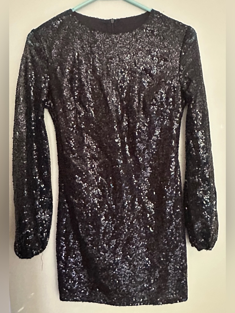 NO BRAND SHOWN size SMALL, BLACK Sequin Mini Dress.